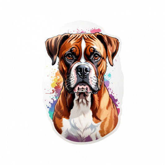 Set 3 bucati, Sticker decorativ, Caine boxer portret, Rezistent la apa, NO267, 6 cm, Multicolor