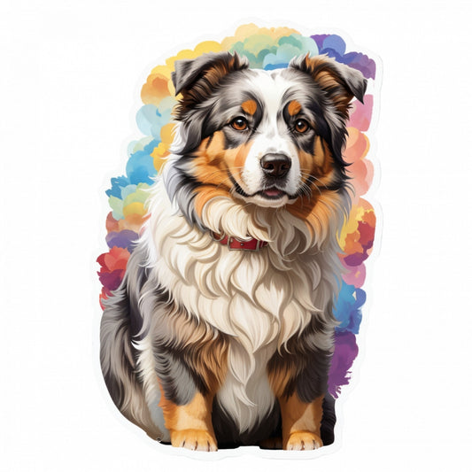Set 3 bucati, Sticker decorativ, Caine ciobanesc australian Shepherd dog, Rezistent la apa, NO112, 6 cm, Multicolor