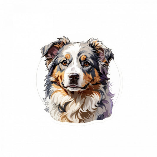 Set 3 bucati, Sticker decorativ, Caine ciobanesc australian Shepherd dog, Rezistent la apa, NO113, 6 cm, Multicolor