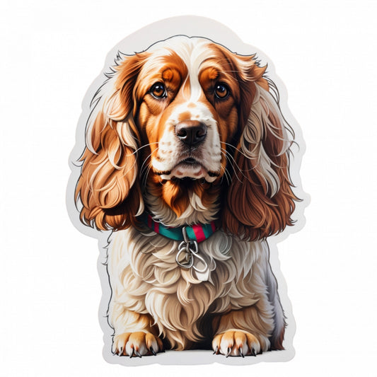 Set 3 bucati, Sticker decorativ, Caine cocker spaniel cu medalion, Rezistent la apa, NO513, 6 cm, Multicolor