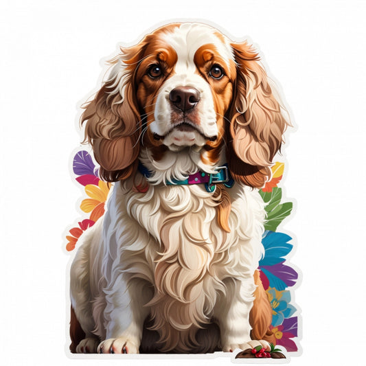 Set 3 bucati, Sticker decorativ, Caine Cocker spaniel cu zgarda, Rezistent la apa, NO395, 6 cm, Multicolor