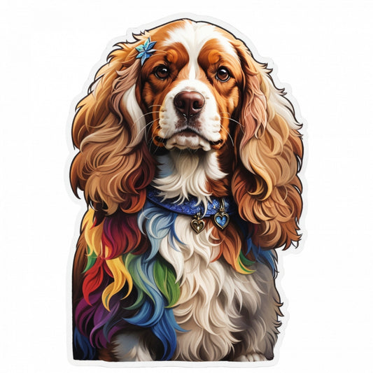 Set 3 bucati, Sticker decorativ, Caine Cocker spaniel, Rezistent la apa, NO391, 6 cm, Multicolor