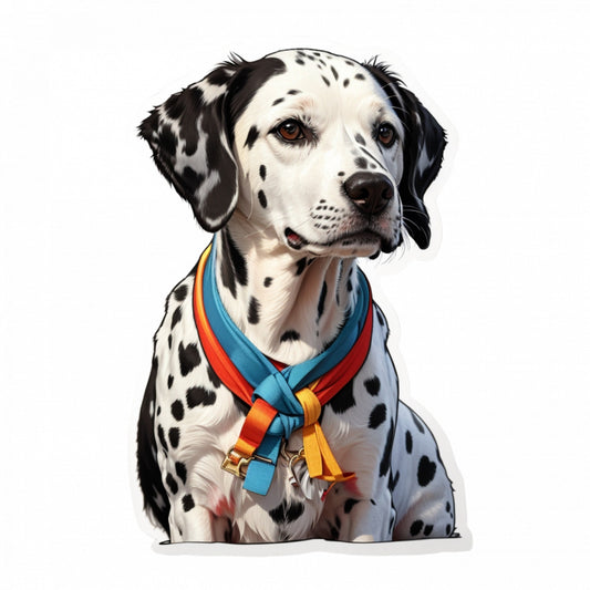 Set 3 bucati, Sticker decorativ, Caine Dalmatian cu zgarda, Rezistent la apa, NO458, 6 cm, Multicolor