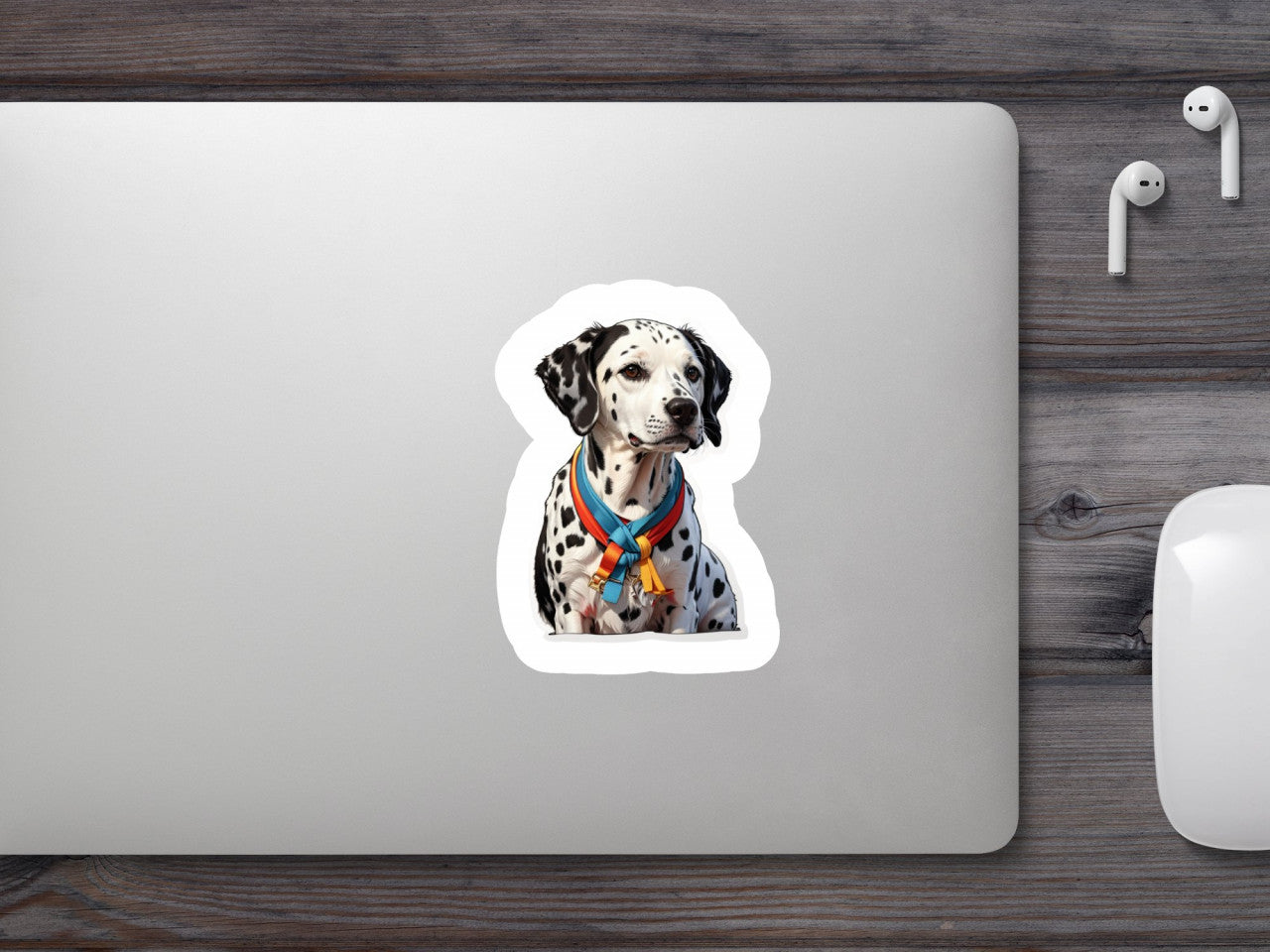 Set 3 bucati, Sticker decorativ, Caine Dalmatian cu zgarda, Rezistent la apa, NO458, 6 cm, Multicolor