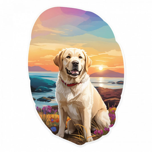 Set 3 bucati, Sticker decorativ, Caine labrador retriever in apus, Rezistent la apa, NO774, 6 cm, Multicolor