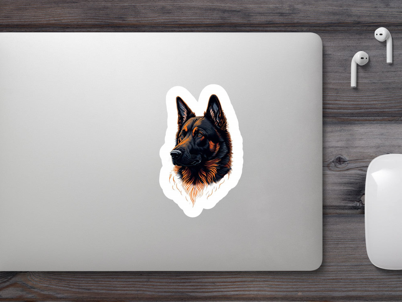 Set 3 bucati, Sticker decorativ, Caine Lup German Shepherd, Rezistent la apa, NO1473, 6 cm, Multicolor