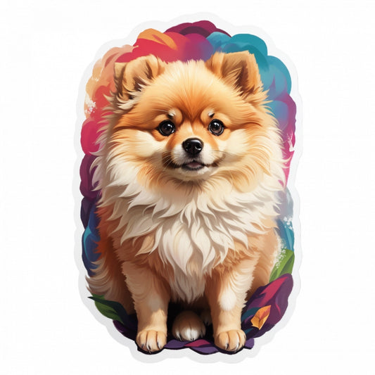 Set 3 bucati, Sticker decorativ, Caine pomeranian, Rezistent la apa, NO1089, 6 cm, Multicolor
