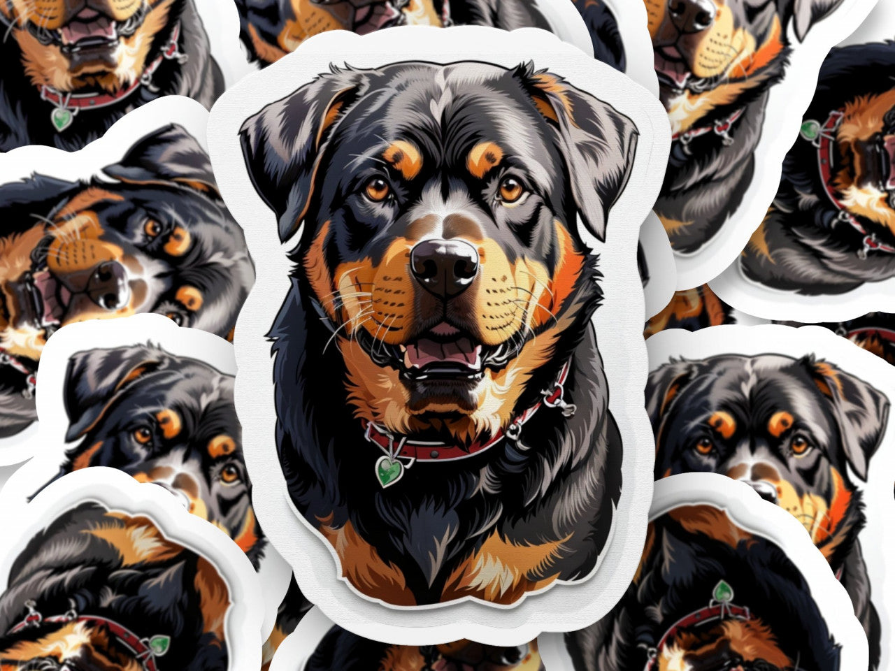 Set 3 bucati, Sticker decorativ, Caine Rottweiler, Rezistent la apa, NO1149, 6 cm, Multicolor