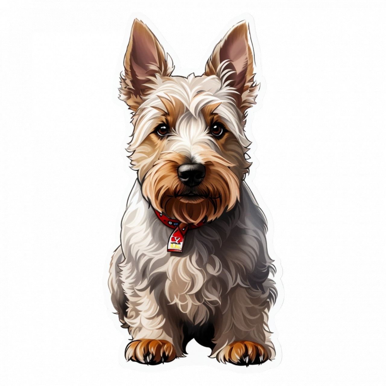 Set 3 bucati, Sticker decorativ, Caine Scottish terrier cu medalion , Rezistent la apa, NO1181, 6 cm, Multicolor