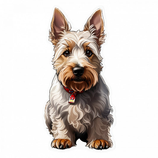 Set 3 bucati, Sticker decorativ, Caine Scottish terrier cu medalion , Rezistent la apa, NO1181, 6 cm, Multicolor