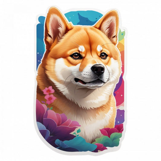 Set 3 bucati, Sticker decorativ, Caine Shiba Imu, Rezistent la apa, NO1211, 6 cm, Multicolor