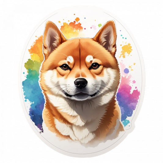 Set 3 bucati, Sticker decorativ, Caine Shiba Imu, Rezistent la apa, NO1212, 6 cm, Multicolor