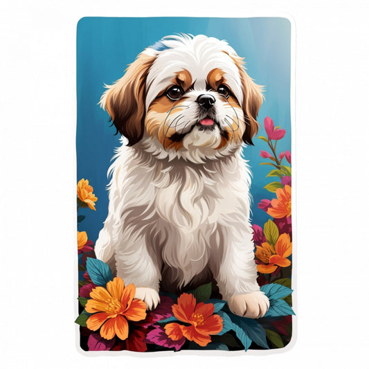 Set 3 bucati, Sticker decorativ, Caine Shih Tzu, Rezistent la apa, NO1213, 6 cm, Multicolor