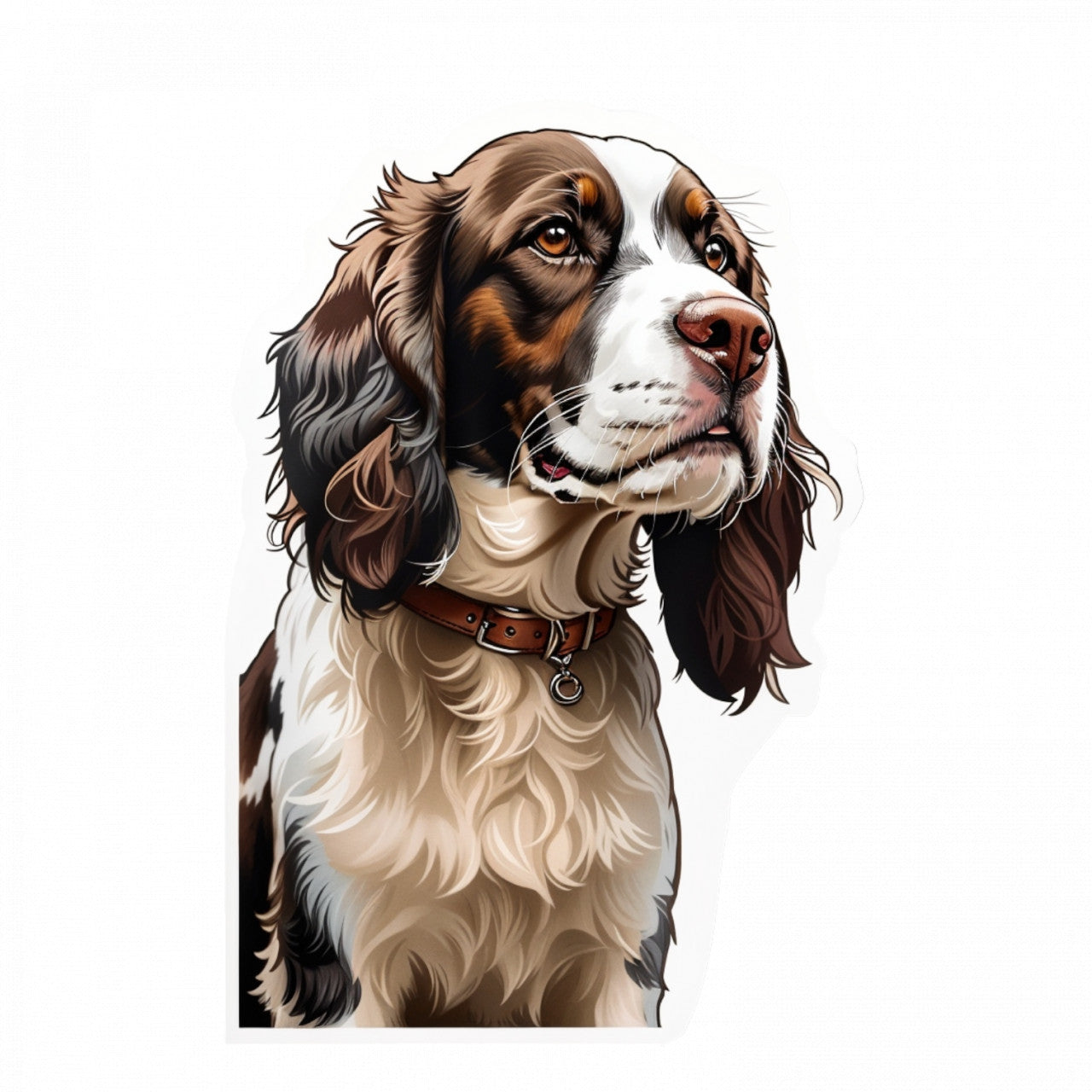 Set 3 bucati, Sticker decorativ, Caine springer spaniel cu zgarda, Rezistent la apa, NO515, 6 cm, Multicolor