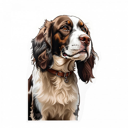 Set 3 bucati, Sticker decorativ, Caine springer spaniel cu zgarda, Rezistent la apa, NO515, 6 cm, Multicolor