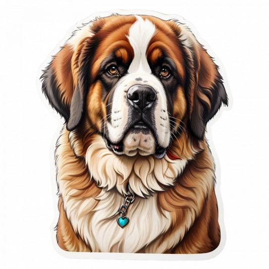 Set 3 bucati, Sticker decorativ, Caine st. Bernard cu medalion, Rezistent la apa, NO1261, 6 cm, Multicolor