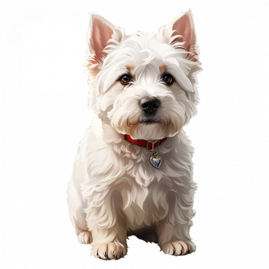 Set 3 bucati, Sticker decorativ, Caine West highland terrier cu zgarda, Rezistent la apa, NO1369, 6 cm, Multicolor