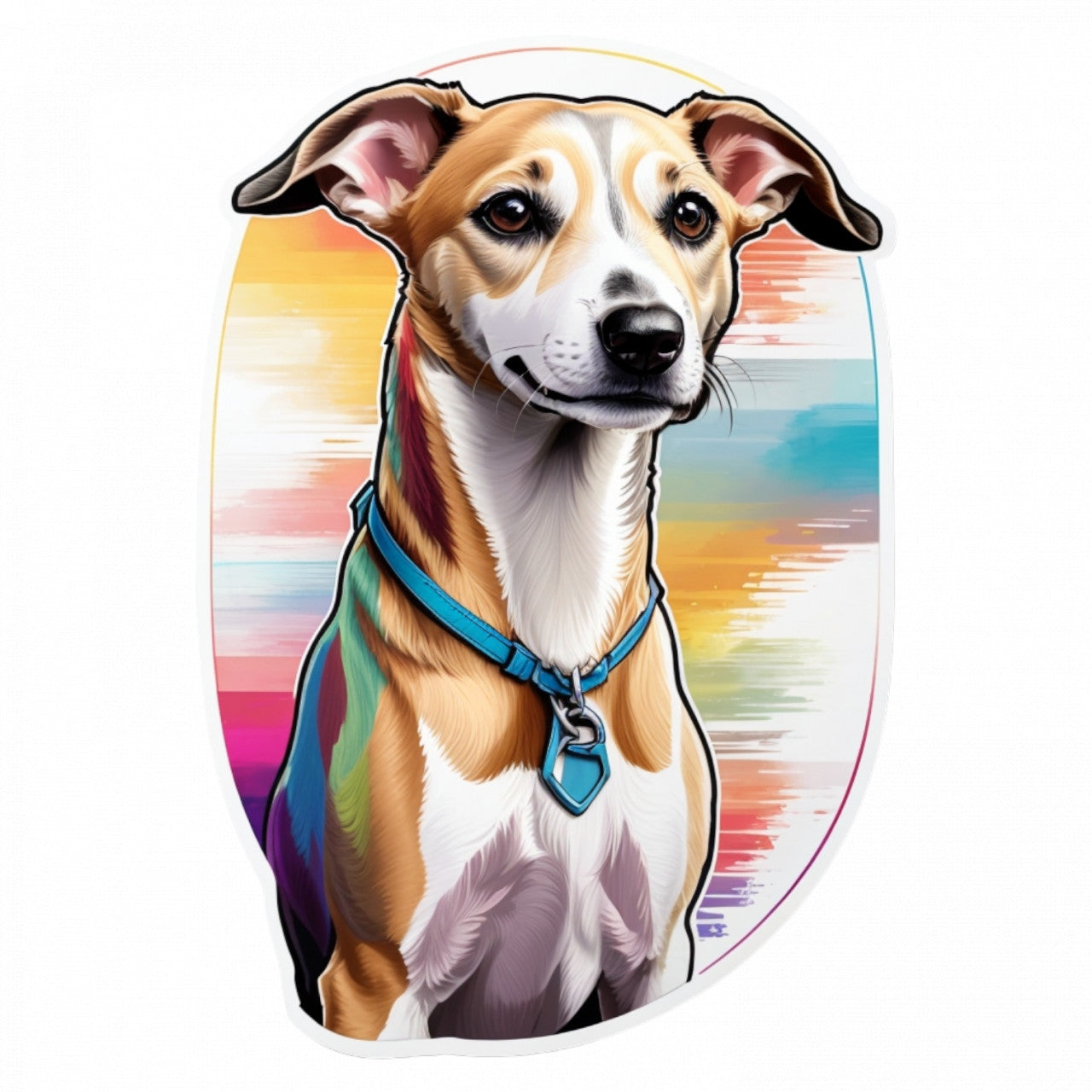 Set 3 bucati, Sticker decorativ, Caine Whippet, Rezistent la apa, NO1371, 6 cm, Multicolor