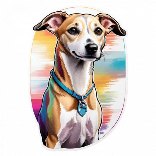 Set 3 bucati, Sticker decorativ, Caine Whippet, Rezistent la apa, NO1371, 6 cm, Multicolor