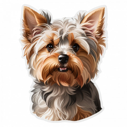 Set 3 bucati, Sticker decorativ, Caine Yorkshire terrier, Rezistent la apa, NO1393, 6 cm, Multicolor