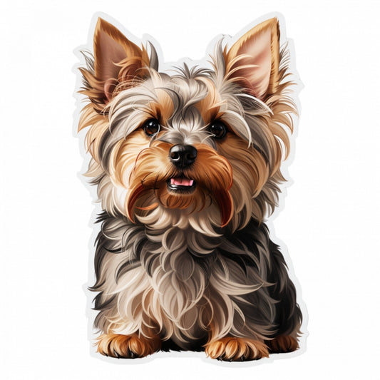 Set 3 bucati, Sticker decorativ, Caine Yorkshire terrier, Rezistent la apa, NO1394, 6 cm, Multicolor