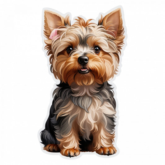 Set 3 bucati, Sticker decorativ, Caine Yorkshire terrier, Rezistent la apa, NO1395, 6 cm, Multicolor