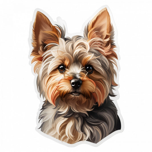 Set 3 bucati, Sticker decorativ, Caine Yorkshire terrier, Rezistent la apa, NO1396, 6 cm, Multicolor
