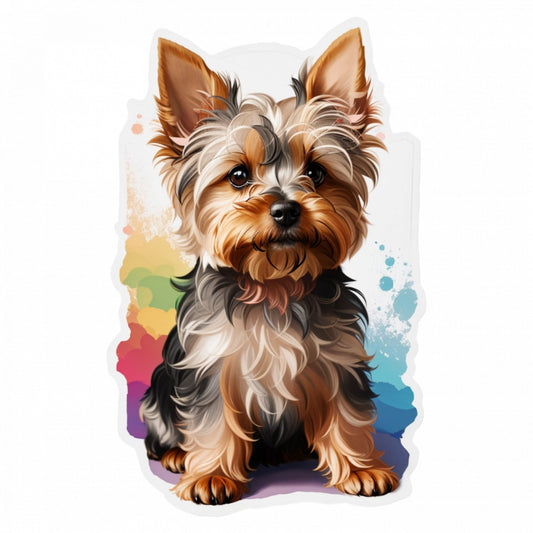Set 3 bucati, Sticker decorativ, Caine Yorkshire terrier, Rezistent la apa, NO1398, 6 cm, Multicolor