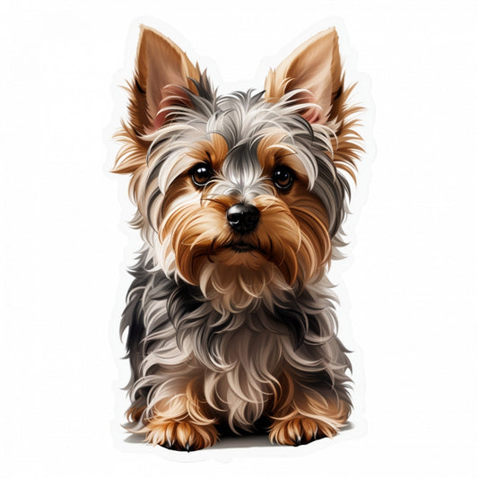 Set 3 bucati, Sticker decorativ, Caine Yorkshire terrier, Rezistent la apa, NO1399, 6 cm, Multicolor