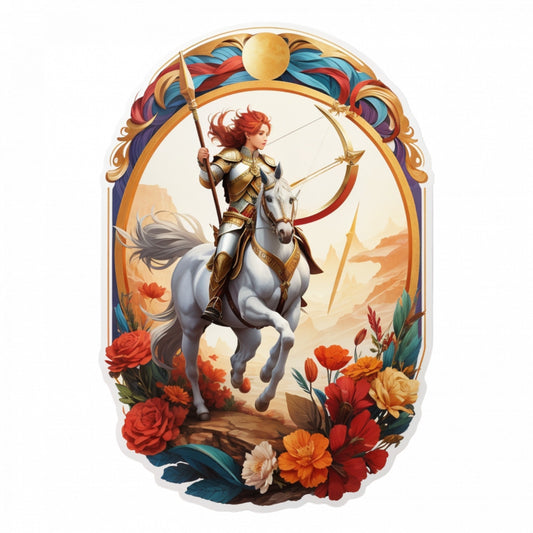 Set 3 bucati, Sticker decorativ, Calareata cu arc simbol sagetator, Rezistent la apa, NO1163, 6 cm, Multicolor