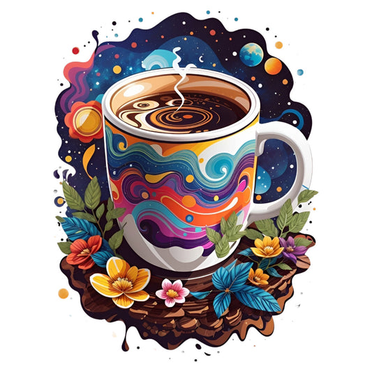 Set 3 bucati, Sticker decorativ, Cana de cafea de seara, Rezistent la apa, NO1962, 6 cm, Multicolor