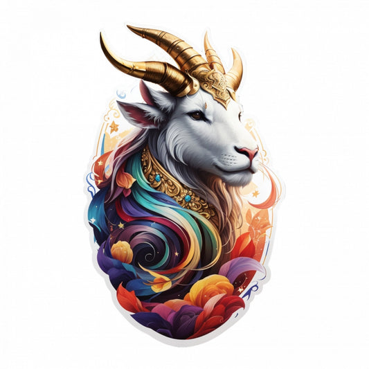 Set 3 bucati, Sticker decorativ, Capra cu suvite simbol zodia capricorn, Rezistent la apa, NO338, 6 cm, Multicolor