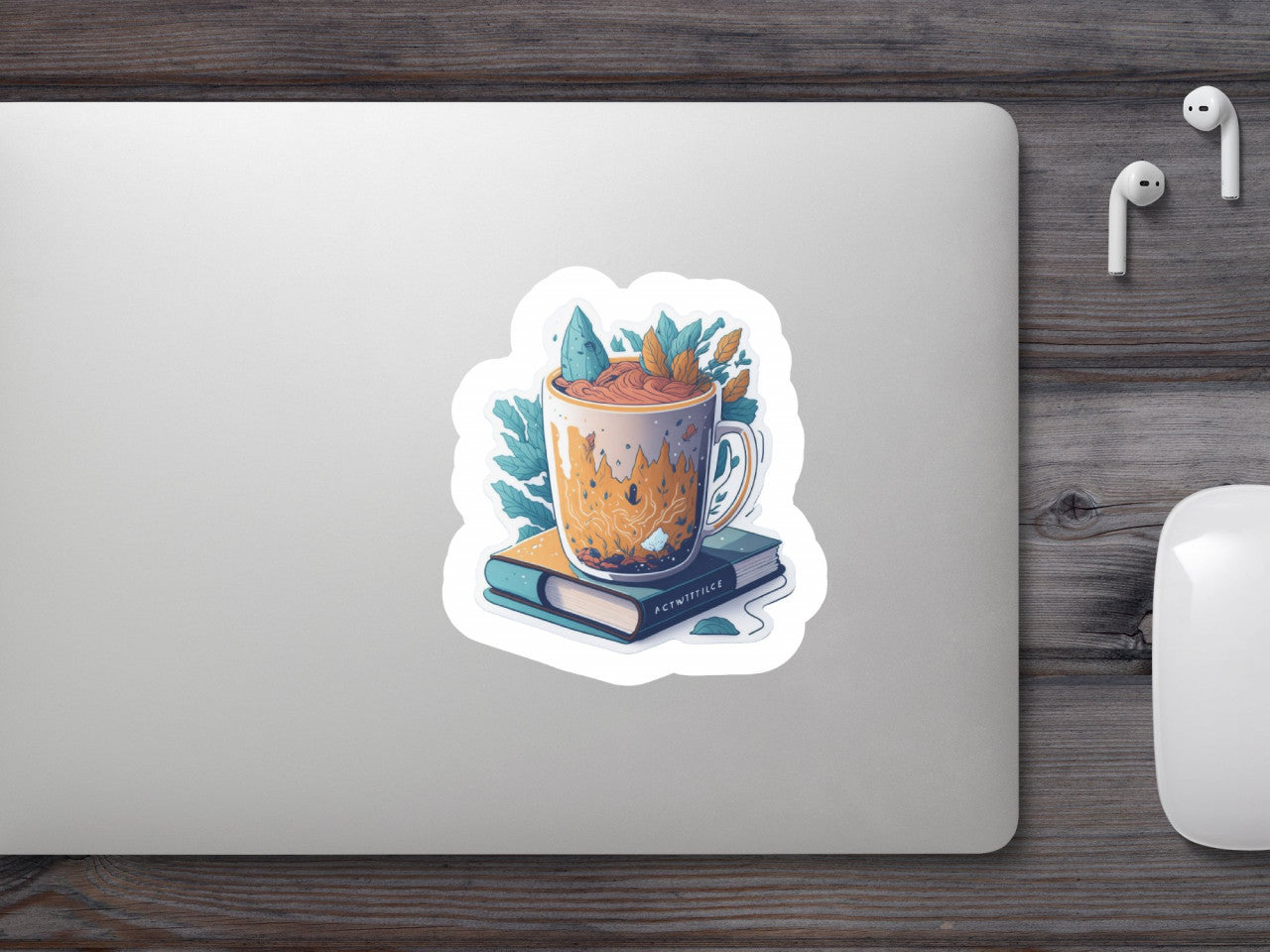 Set 3 bucati, Sticker decorativ, Carte si cafea, Rezistent la apa, NO1886, 6 cm, Multicolor