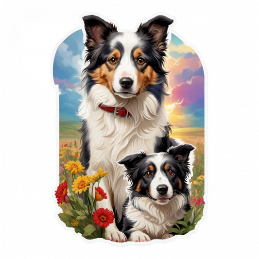 Set 3 bucati, Sticker decorativ, Catei Border collie, Rezistent la apa, NO254, 6 cm, Multicolor