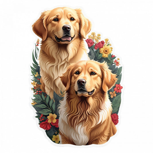 Set 3 bucati, Sticker decorativ, Catei Golden retrievers, Rezistent la apa, NO642, 6 cm, Multicolor