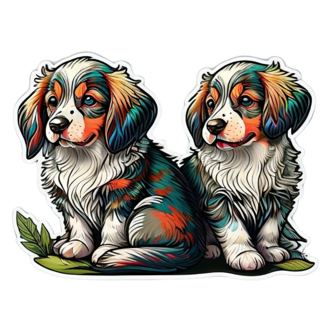 Set 3 bucati, Sticker decorativ, Catei setter englez, Rezistent la apa, NO2229, 6 cm, Multicolor