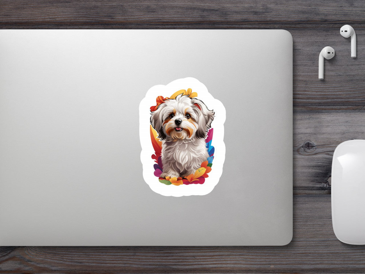 Set 3 bucati, Sticker decorativ, Catel havanez, Rezistent la apa, NO673, 6 cm, Multicolor