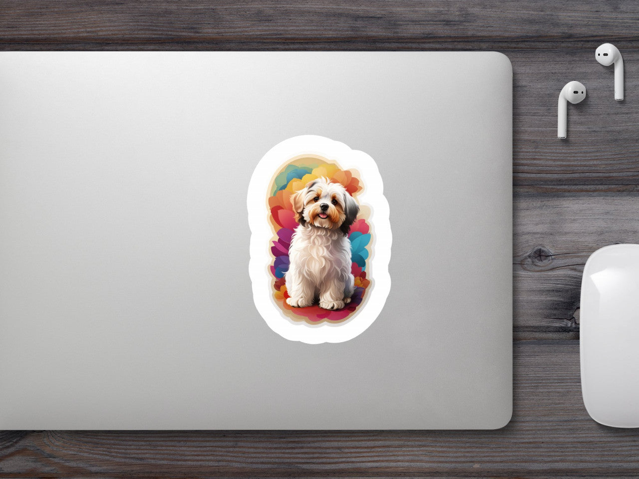 Set 3 bucati, Sticker decorativ, Catel havanez, Rezistent la apa, NO674, 6 cm, Multicolor