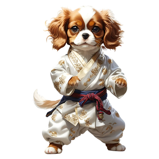 Set 3 bucati, Sticker decorativ, Catel Karate, Rezistent la apa, NO1502, 6 cm, Multicolor