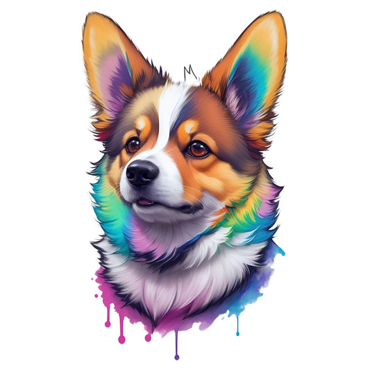 Set 3 bucati, Sticker decorativ, Catelul curcubeu, Rezistent la apa, NO1809, 6 cm, Multicolor