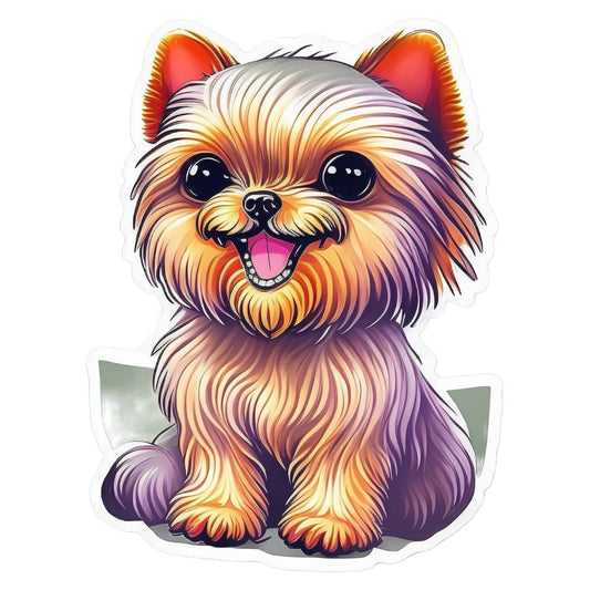 Set 3 bucati, Sticker decorativ, Catelus Yorkshire, Rezistent la apa, NO1664, 6 cm, Multicolor