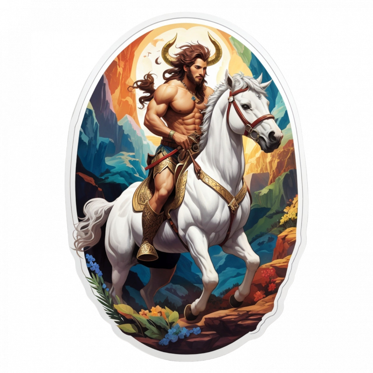Set 3 bucati, Sticker decorativ, Centaur cu coarne, Rezistent la apa, NO357, 6 cm, Multicolor