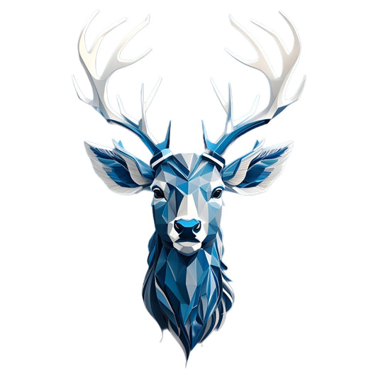 Set 3 bucati, Sticker decorativ, Cerb cu corne de argint, Rezistent la apa, NO1660, 6 cm, Multicolor