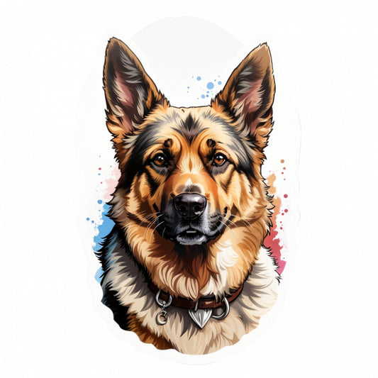 Set 3 bucati, Sticker decorativ, Ciobanesc german cu zgarda si medalion, Rezistent la apa, NO608, 6 cm, Multicolor