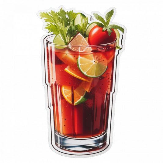 Set 3 bucati, Sticker decorativ, Cocktail bloody mary cu lamaie, Rezistent la apa, NO10, 6 cm, Multicolor