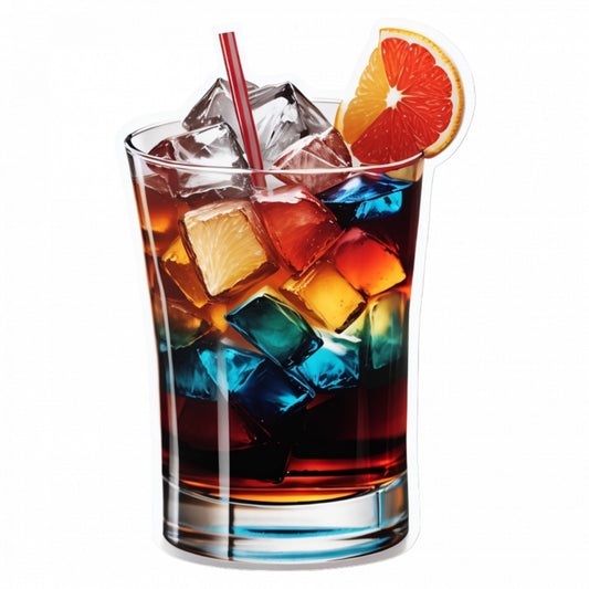 Set 3 bucati, Sticker decorativ, Cocktail cu gheata, Rezistent la apa, NO19, 6 cm, Multicolor