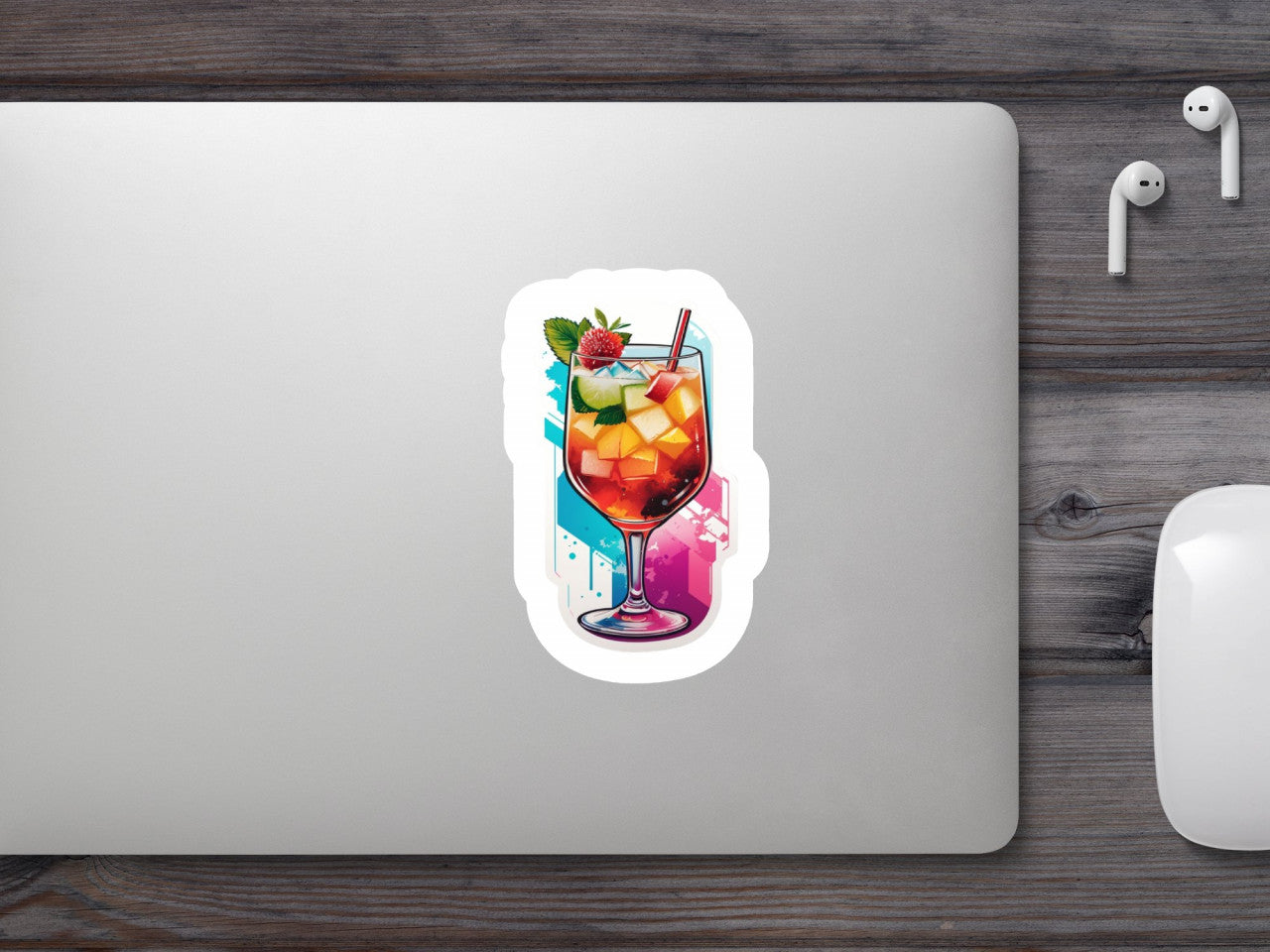 Set 3 bucati, Sticker decorativ, Cocktail cu gheta, Rezistent la apa, NO99, 6 cm, Multicolor