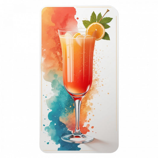 Set 3 bucati, Sticker decorativ, Cocktail cu portocale, Rezistent la apa, NO49, 6 cm, Multicolor