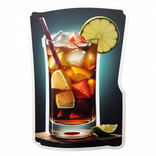 Set 3 bucati, Sticker decorativ, Cocktail dark and stormy, Rezistent la apa, NO461, 6 cm, Multicolor