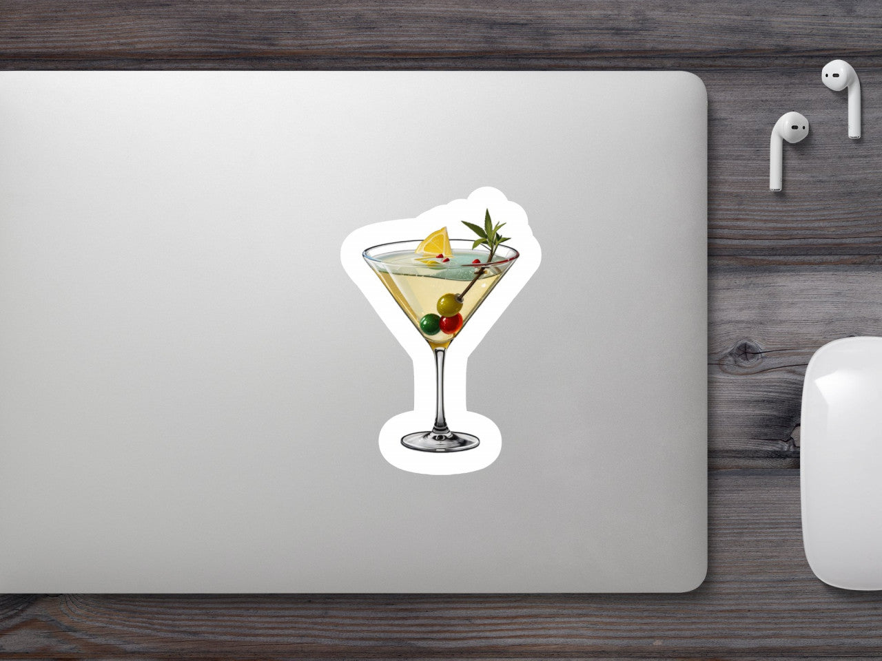 Set 3 bucati, Sticker decorativ, Cocktail dirty martini cu masline, Rezistent la apa, NO484, 6 cm, Multicolor